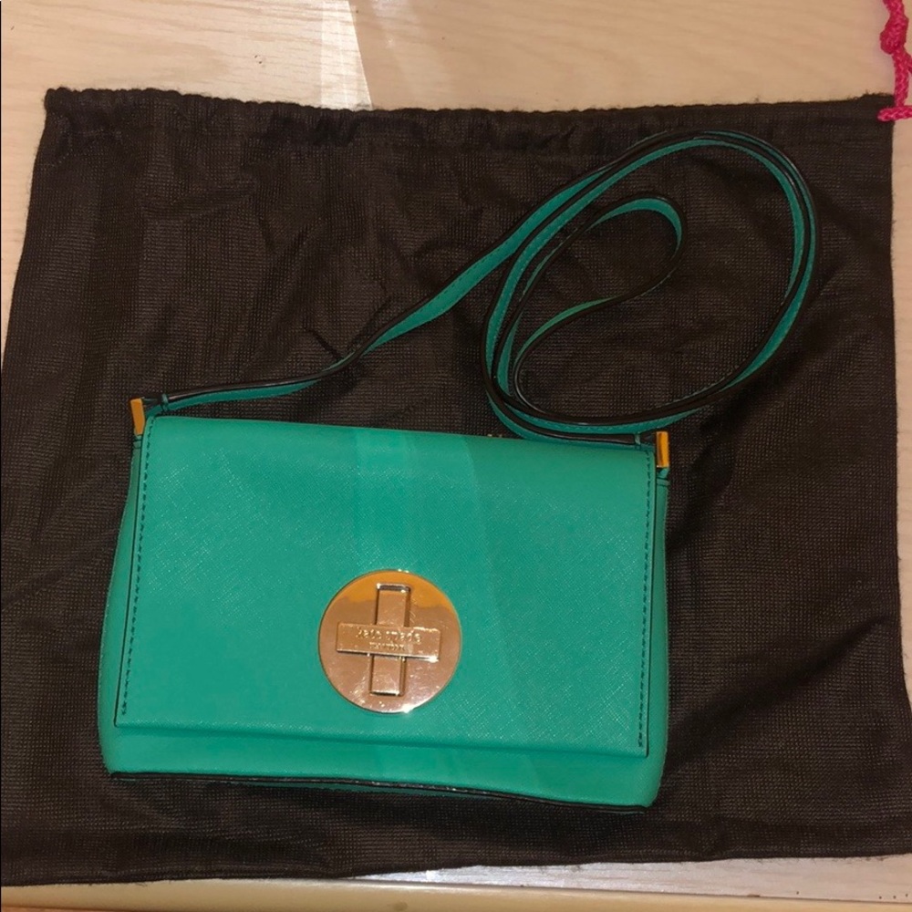 Turquoise Kate Spade Silver Turnlock Crossbody